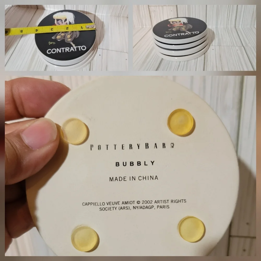 Vtg POTTERY BARN Bubbly Ceramic Coasters x4